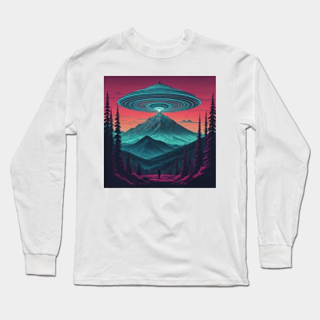 UFO Chronicles Podcast - UFO Glitch Artwork V7 Long Sleeve T-Shirt by UFO CHRONICLES PODCAST